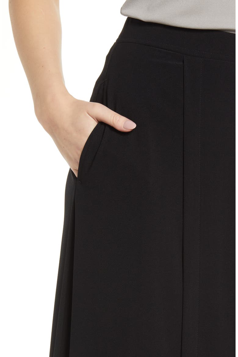 Soft Drape Midi Skirt, Alternate, color, BLACK