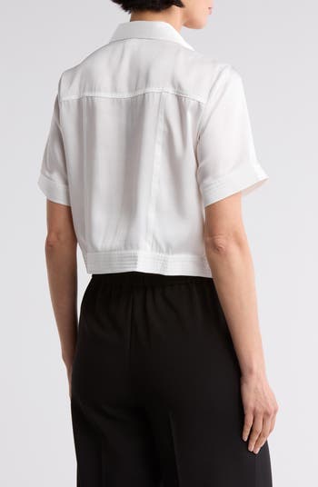 Boxy Crop Button-Up Shirt