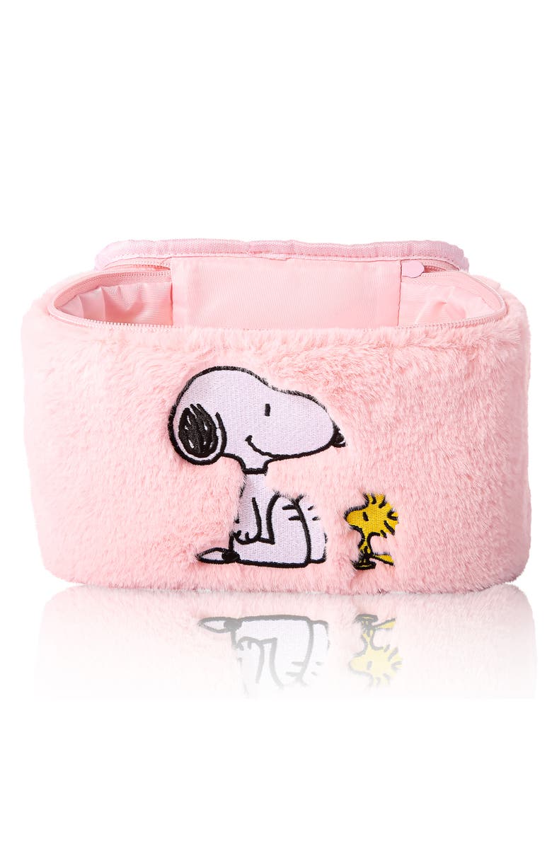 PEANUTS Snoopy Fluffy Cosmetic Bag for Travel, Alternate, color, Pink