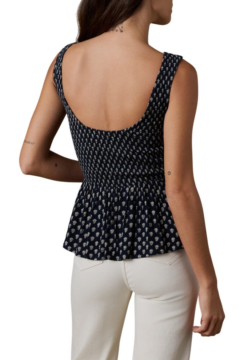 Sophia Sleeveless Smocked Peplum Top, Alternate, color, NAVY LOTUS FLORAL