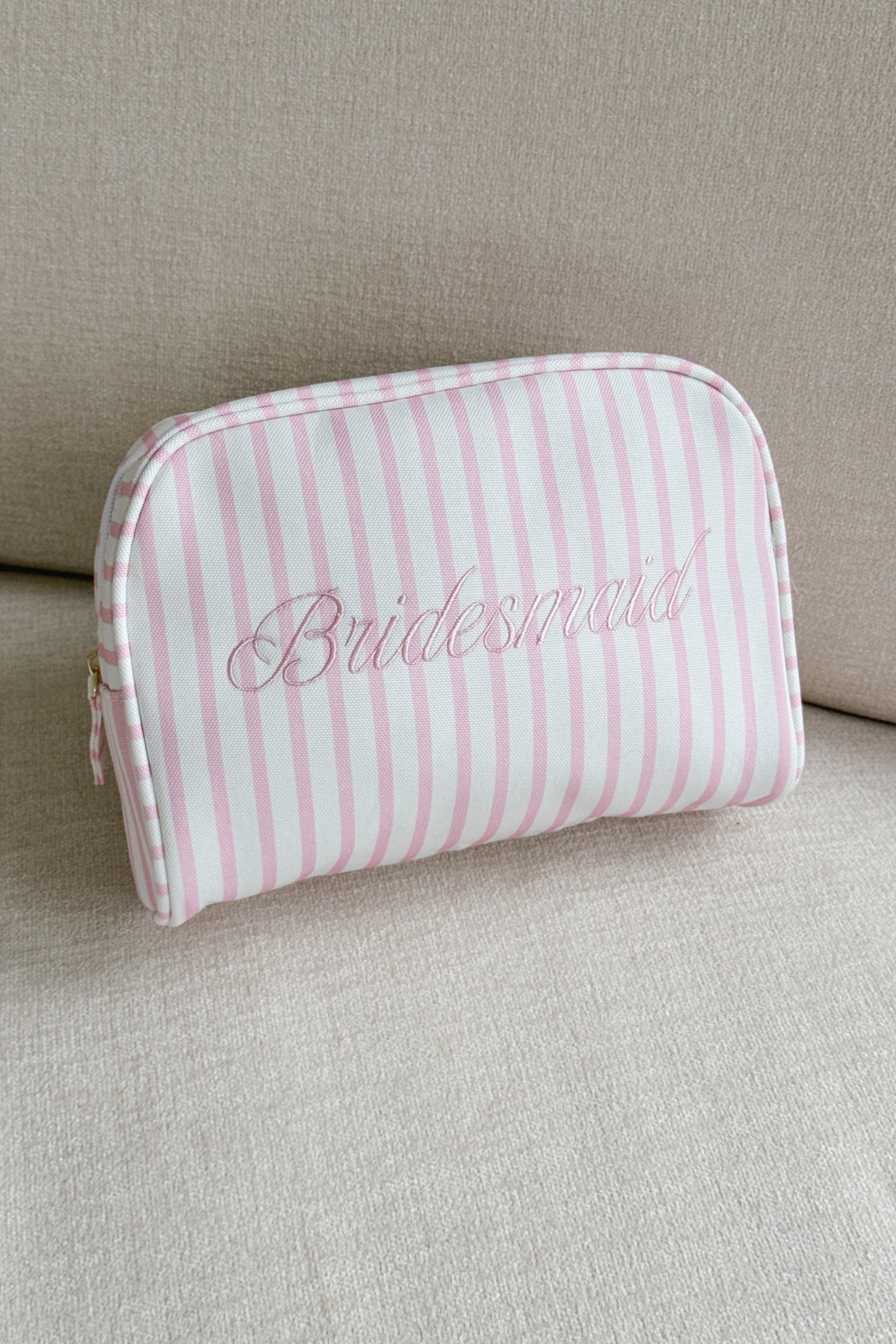 Bridesmaid Striped Cosmetic Bag, Alternate, color, Pink