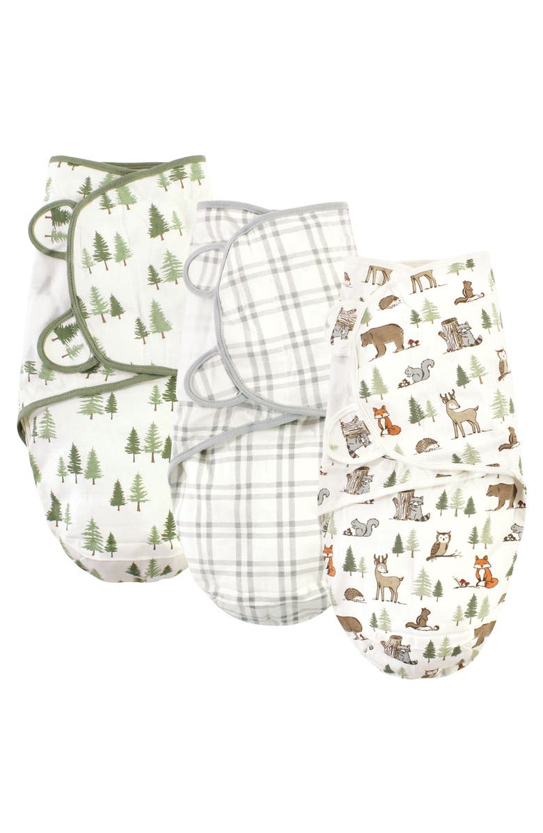Hudson Baby Cotton Swaddle-Wrap, Main, color, Forest Animals