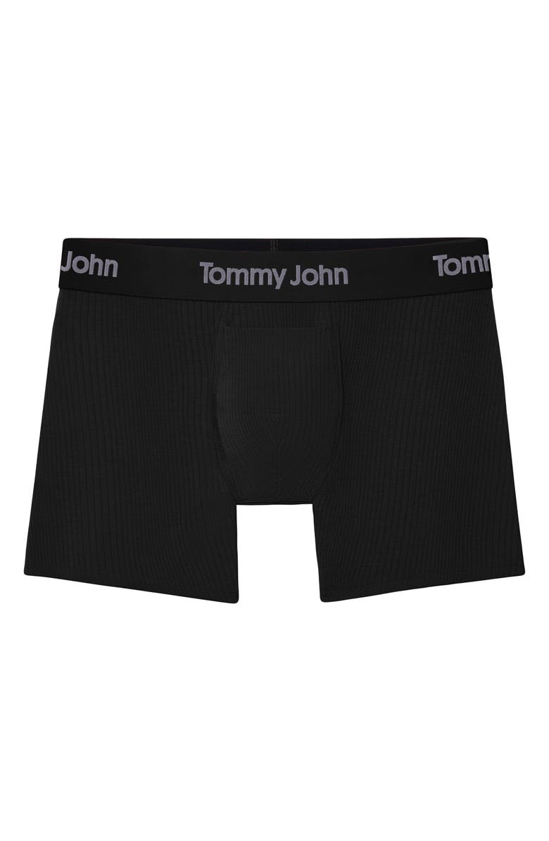 Tommy John Second Skin Luxe Rib 4-Inch Boxer Briefs, Alternate, color, Black