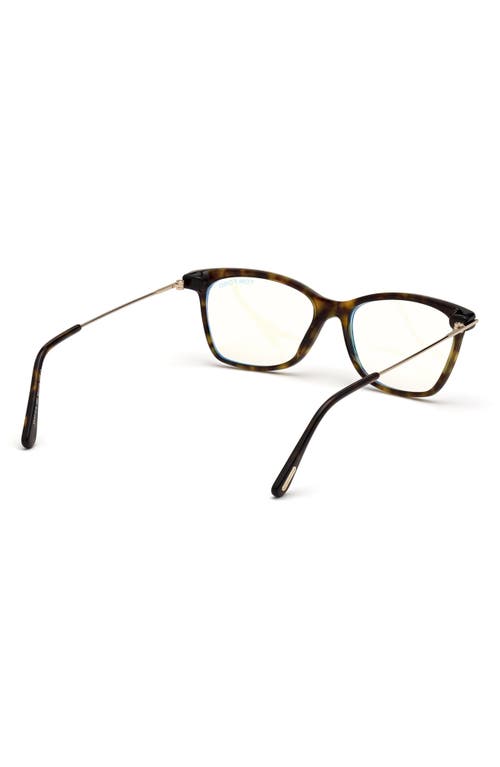Tom Ford 50mm Square Optical Glasses In Havana Rose Gold/blue Block