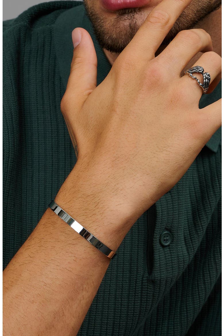 Open Cuff Bangle, Alternate, color, Silver