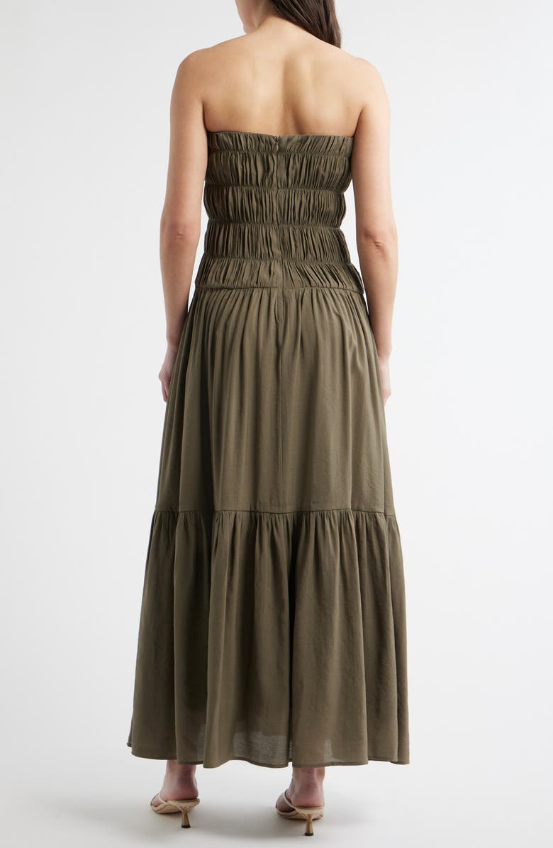 Nia Rocio Shirred Strapless Tiered Maxi Dress, Alternate, color, Sable