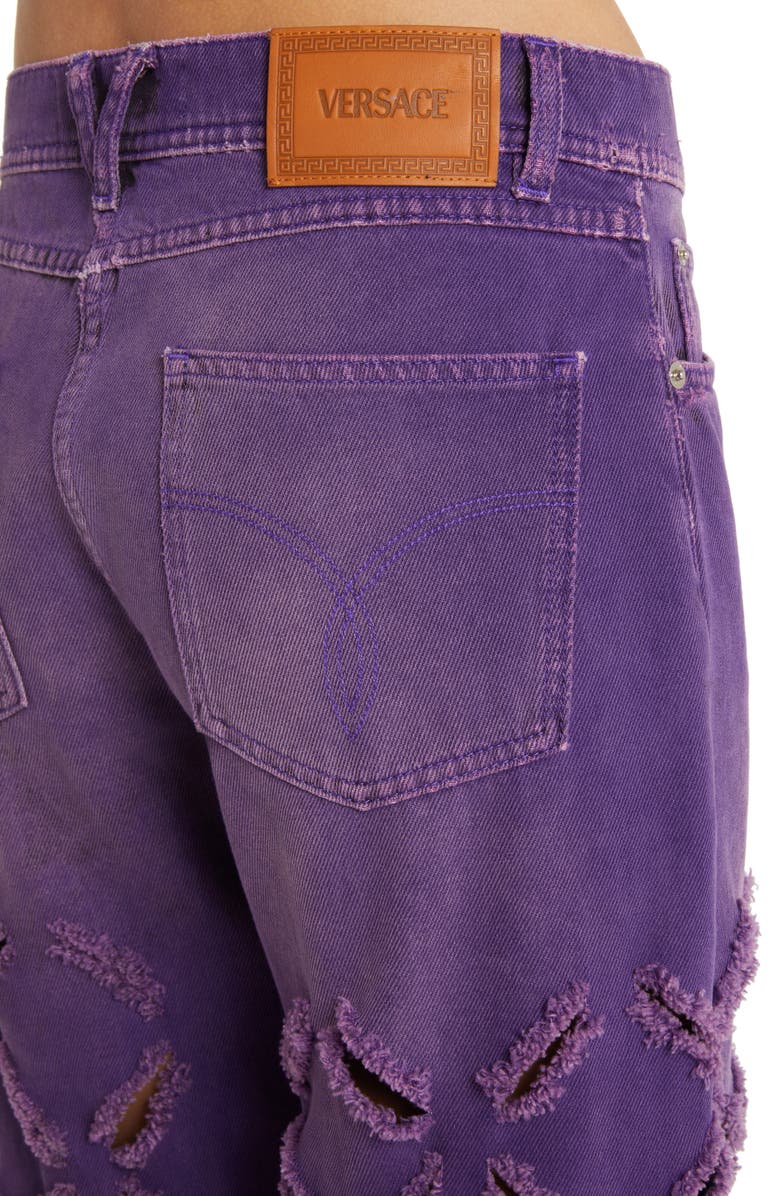 Versace Slash Nonstretch Denim Wide Leg Jeans, Alternate, color,