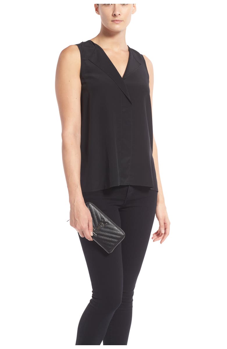 Saint Laurent 'Monogram' Zip Around Quilted Calfskin Leather Wallet, Alternate, color,