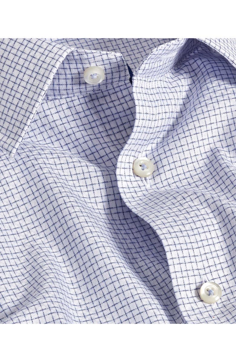 David Donahue Trim Fit Shadow Dobby Check Dress Shirt, Alternate, color, White/ Blue