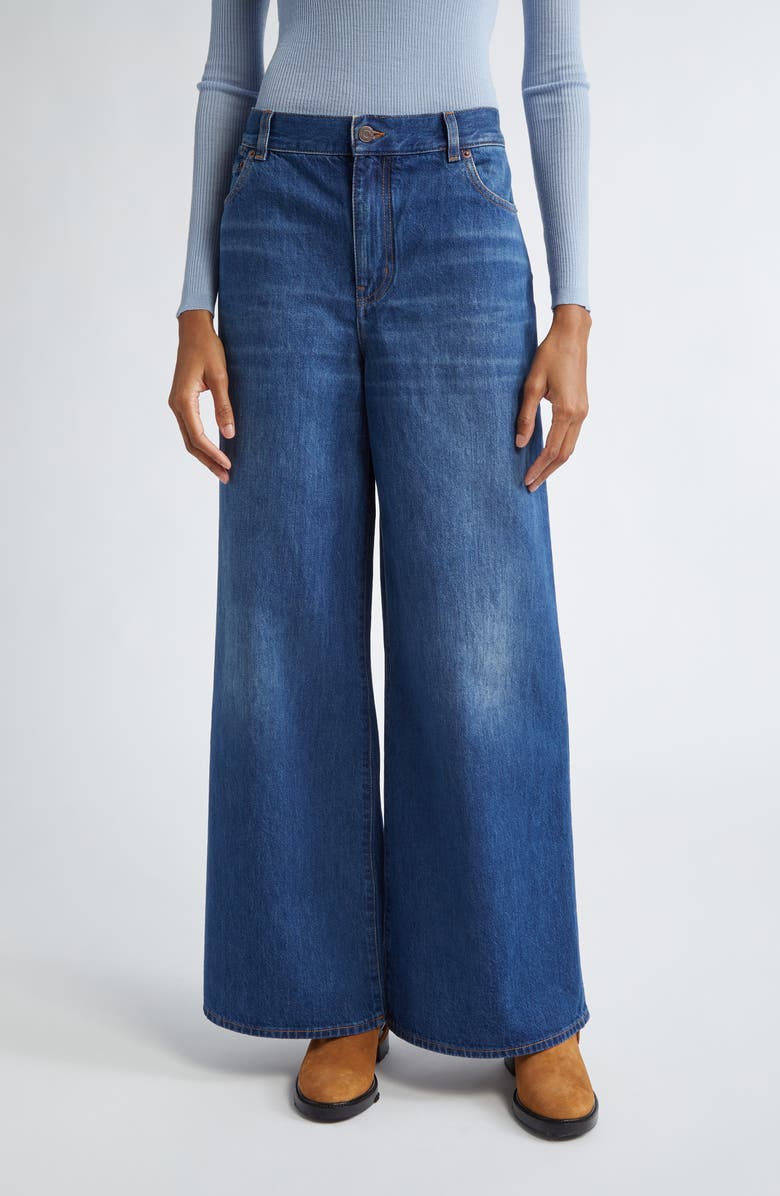 Chloé High Waist Wide Leg Jeans, Main, color, Night Blue