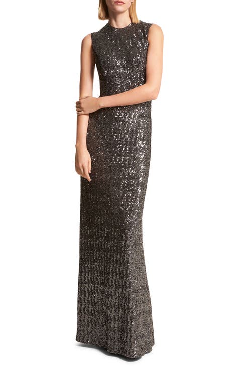 Sleeveless Sequin A-Line Gown