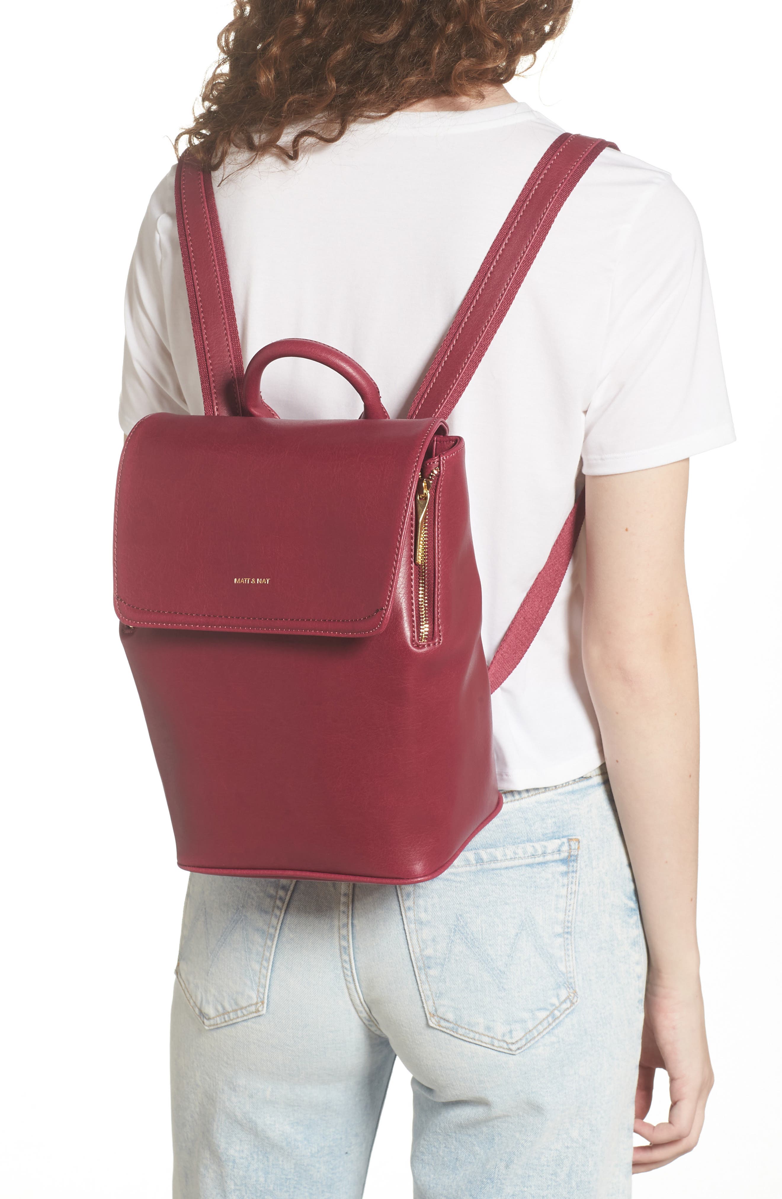Mini Fabi Faux Leather Backpack, Alternate, color, CHILI MATTE NICKEL