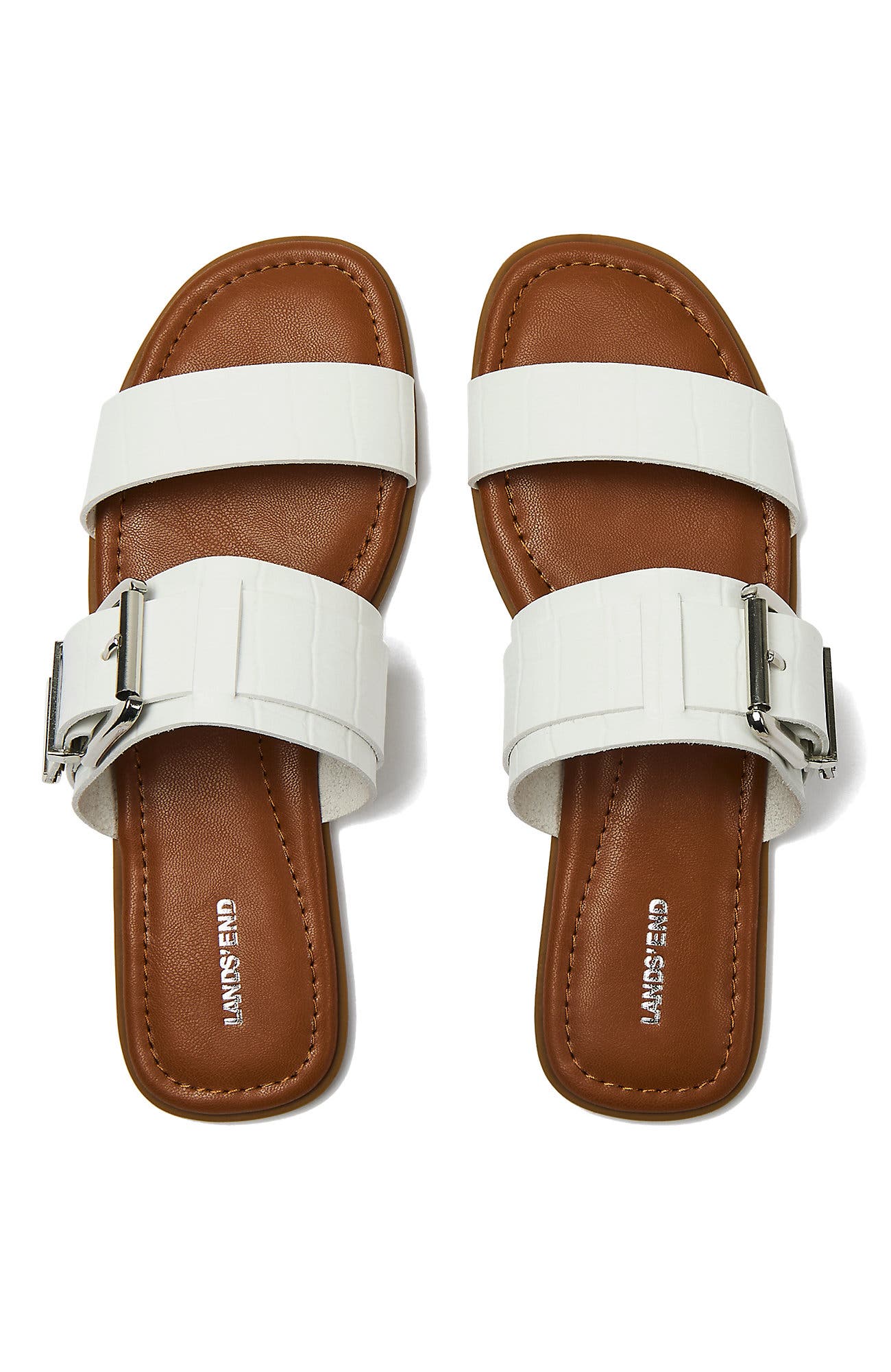 Lands' End Sunshine Slide Sandals, Alternate, color, White