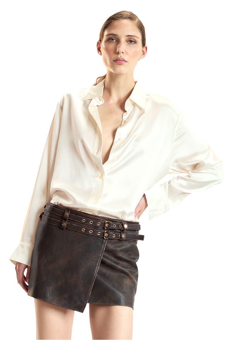 Silk Button Up Shirt, Main, color, White