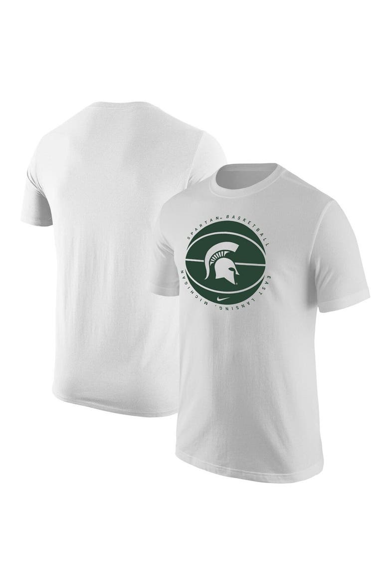 Men's Nike White Michigan State Spartans Basketball Logo T-Shirt, Main, color, White