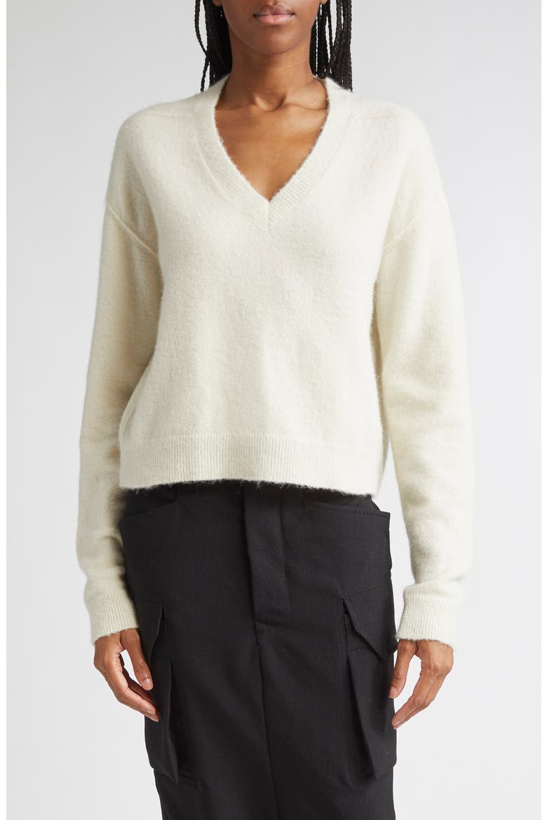 Tommy Alpaca & Wool Blend V-Neck Sweater, Main, color, MILK