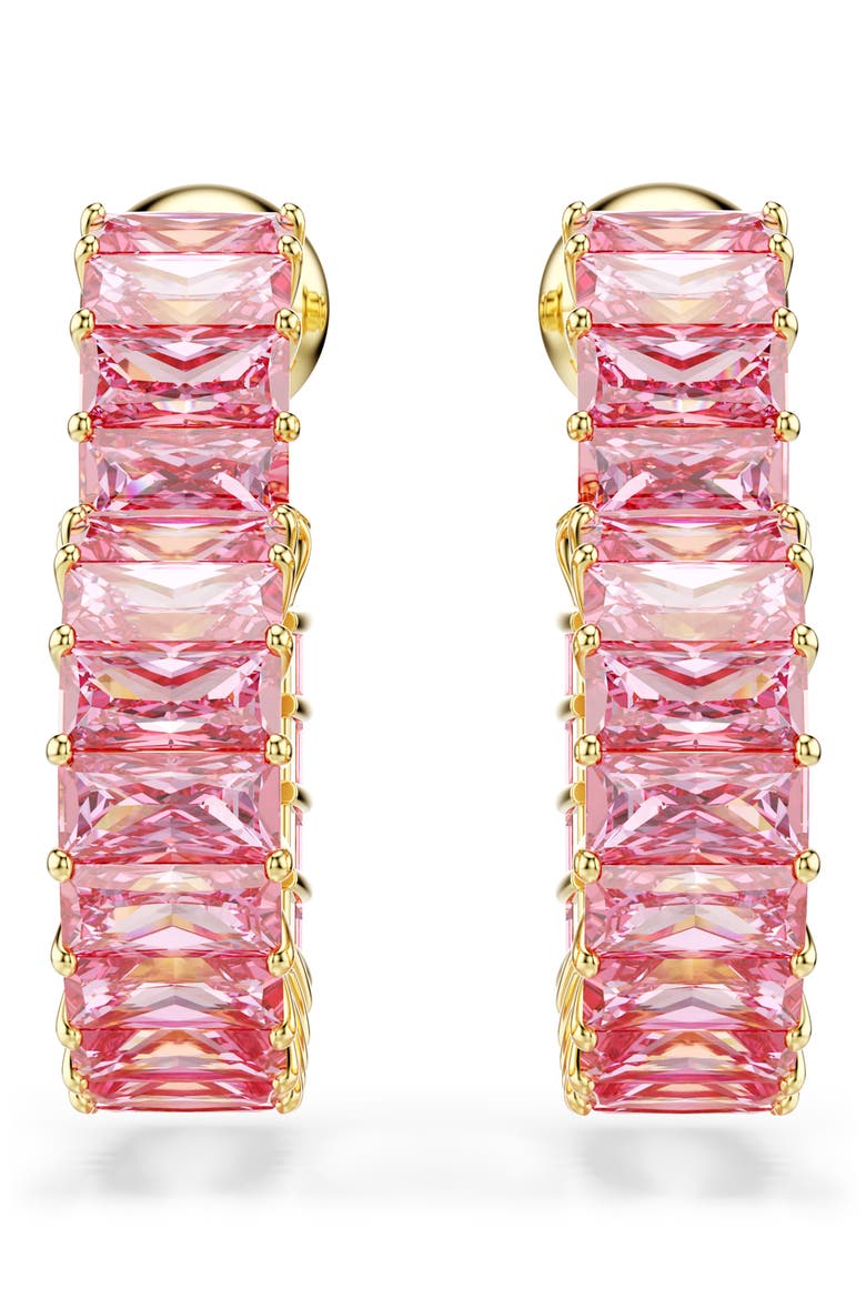 Matrix Crystal Heart Hoop Earrings, Alternate, color, PINK