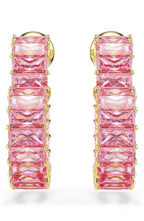 Swarovski Matrix Crystal Heart Hoop Earrings In Pink