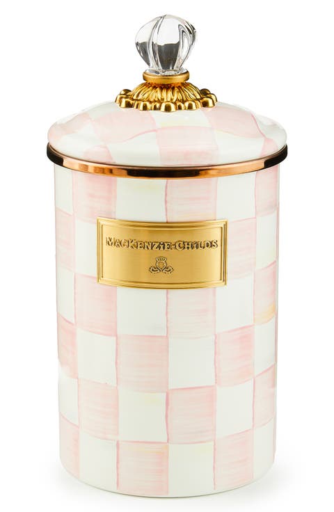 Rosy Check Enameled Steel Large Canister