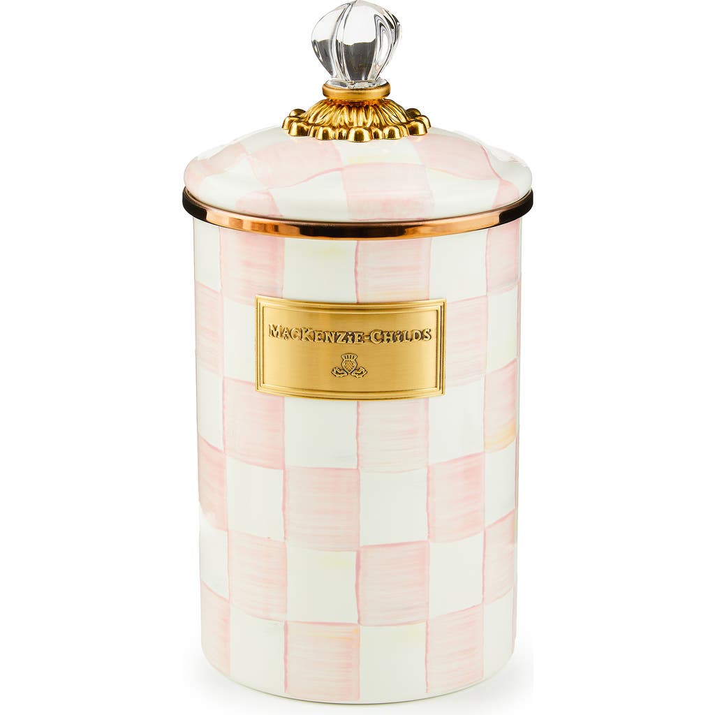 Mackenzie-childs Mackenzie Childs Rosy Check Enameled Steel Large Canister In Multi