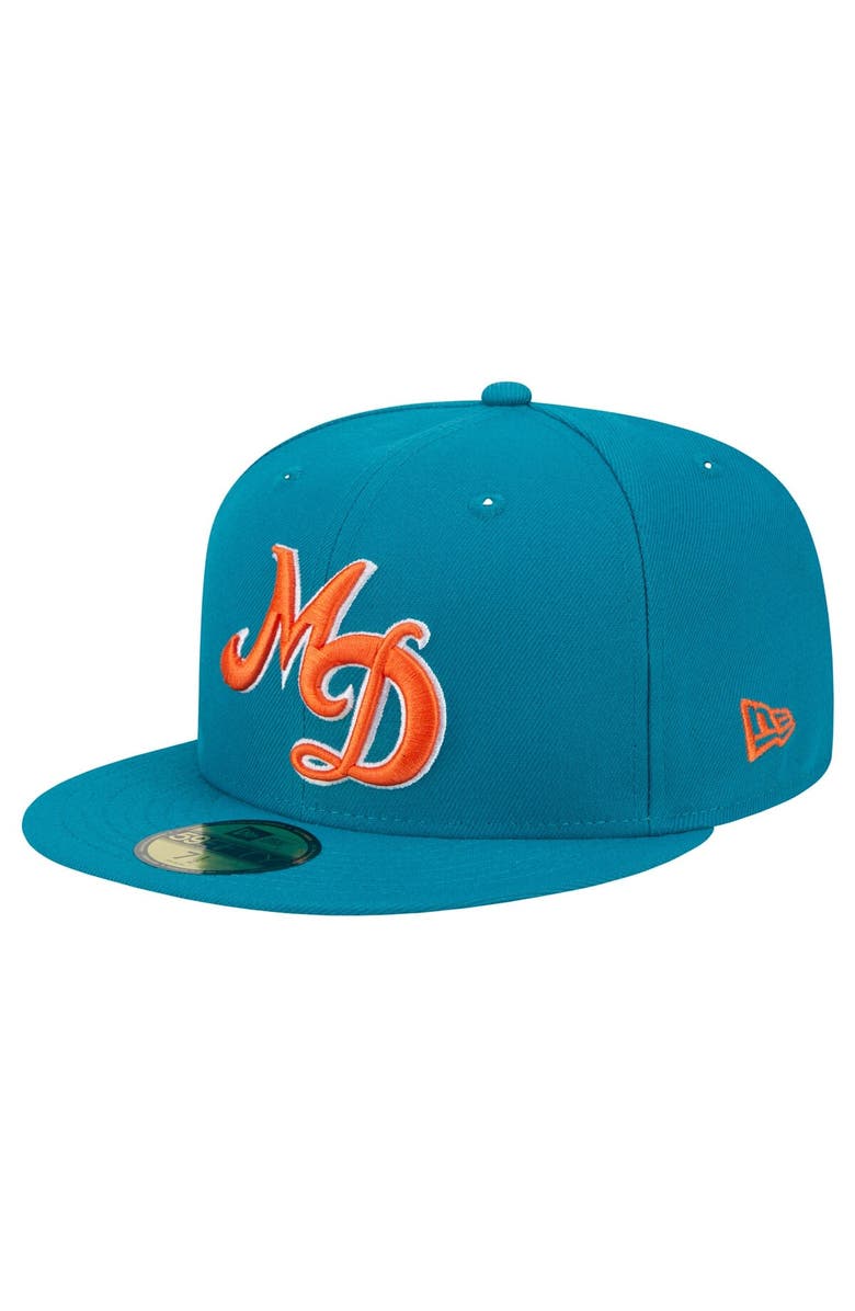 New Era Men's New Era Aqua Miami Dolphins City Originals 59FIFTY Fitted Hat, Main, color, 