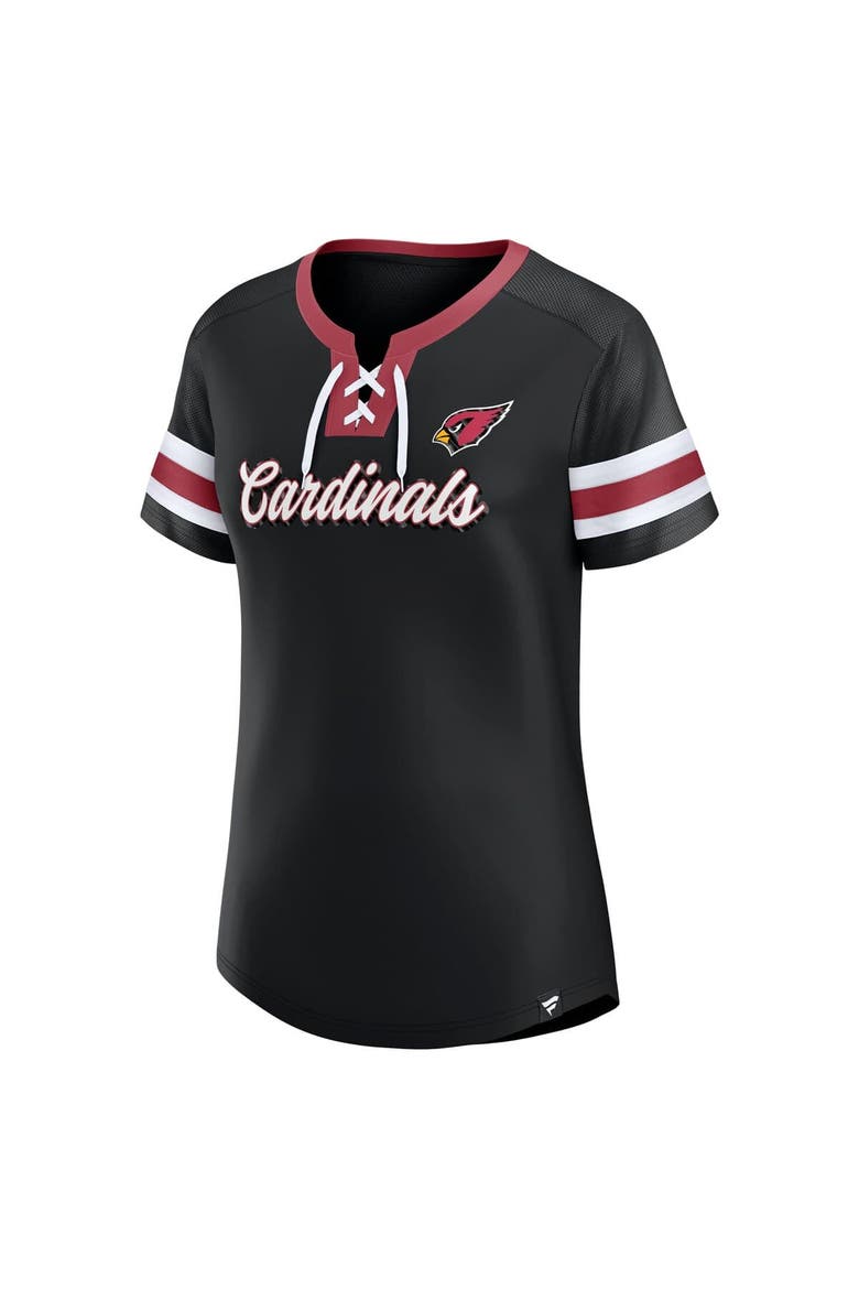 Women's Fanatics Black Arizona Cardinals Original State Lace-Up T-Shirt, Alternate, color, Black