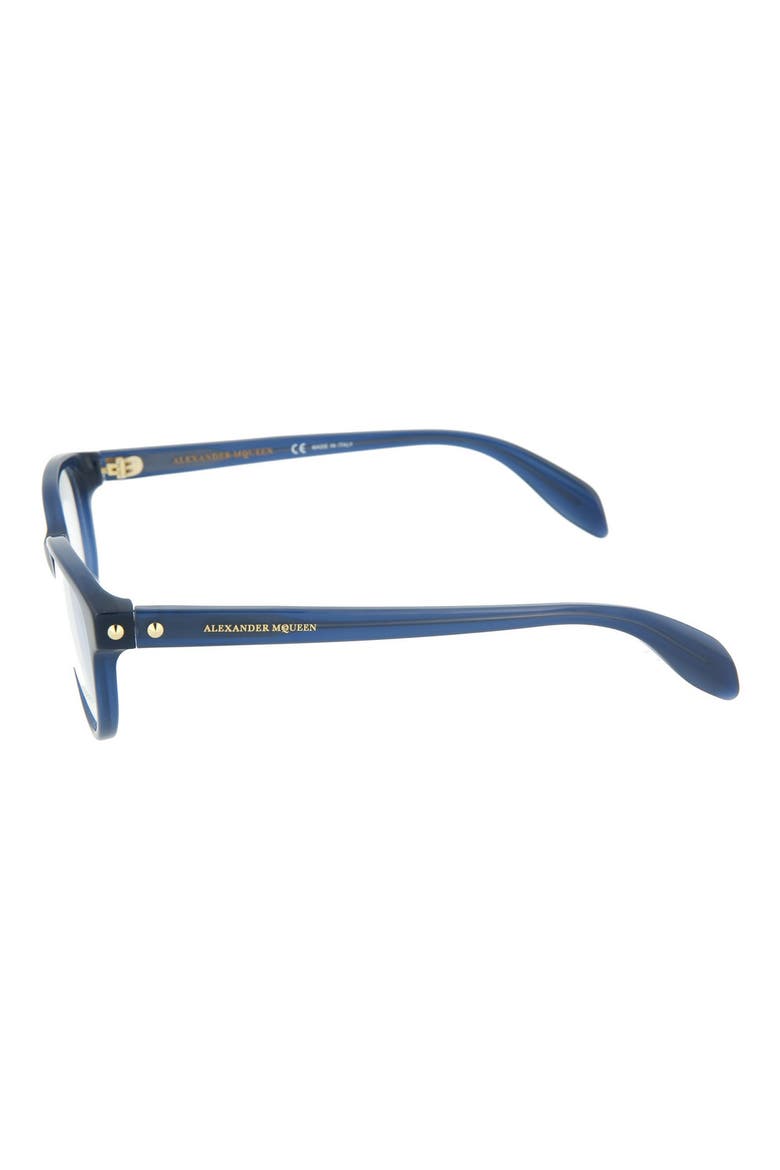 Alexander McQueen 52mm Cat Eye Optical Frames, Alternate, color, SHINY MILKY BLUE