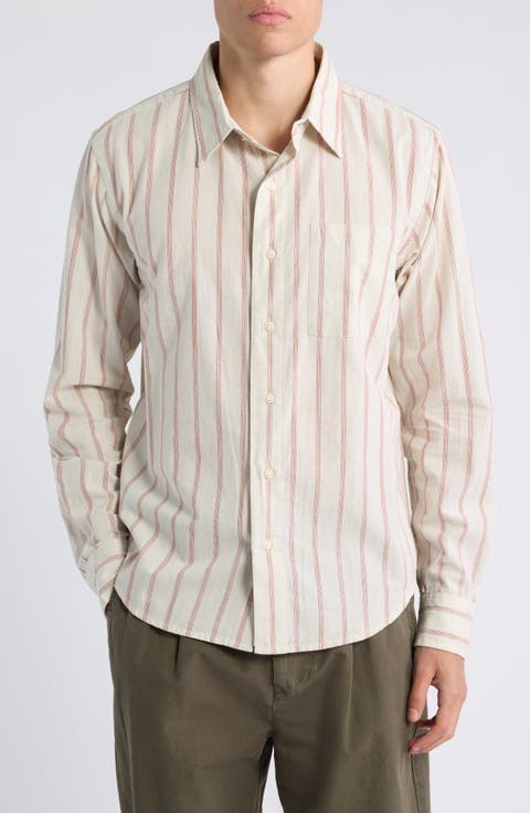 Air Striped Cotton Button Up Shirt
