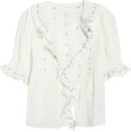 DÔEN Hettie Embroidered Ruffle Organic Cotton Top