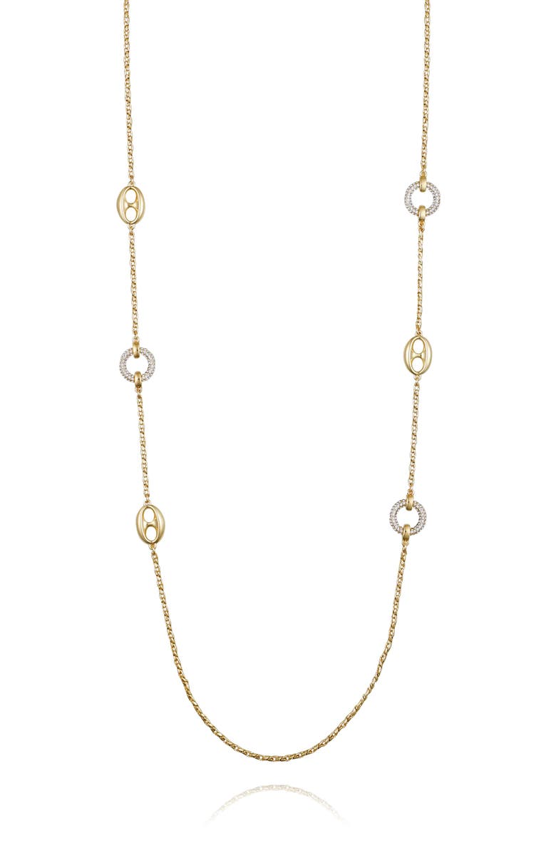Vince Camuto Signature Mixed Link Pavé Long Necklace, Alternate, color, 