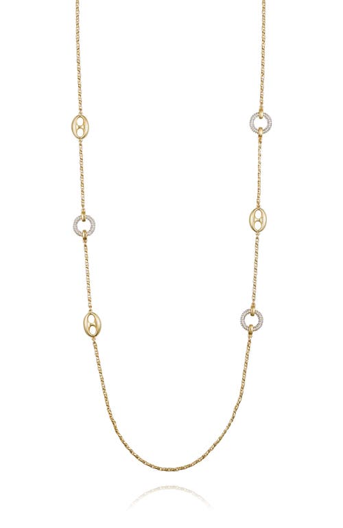 Vince Camuto Signature Mixed Link Pavé Long Necklace In Gold