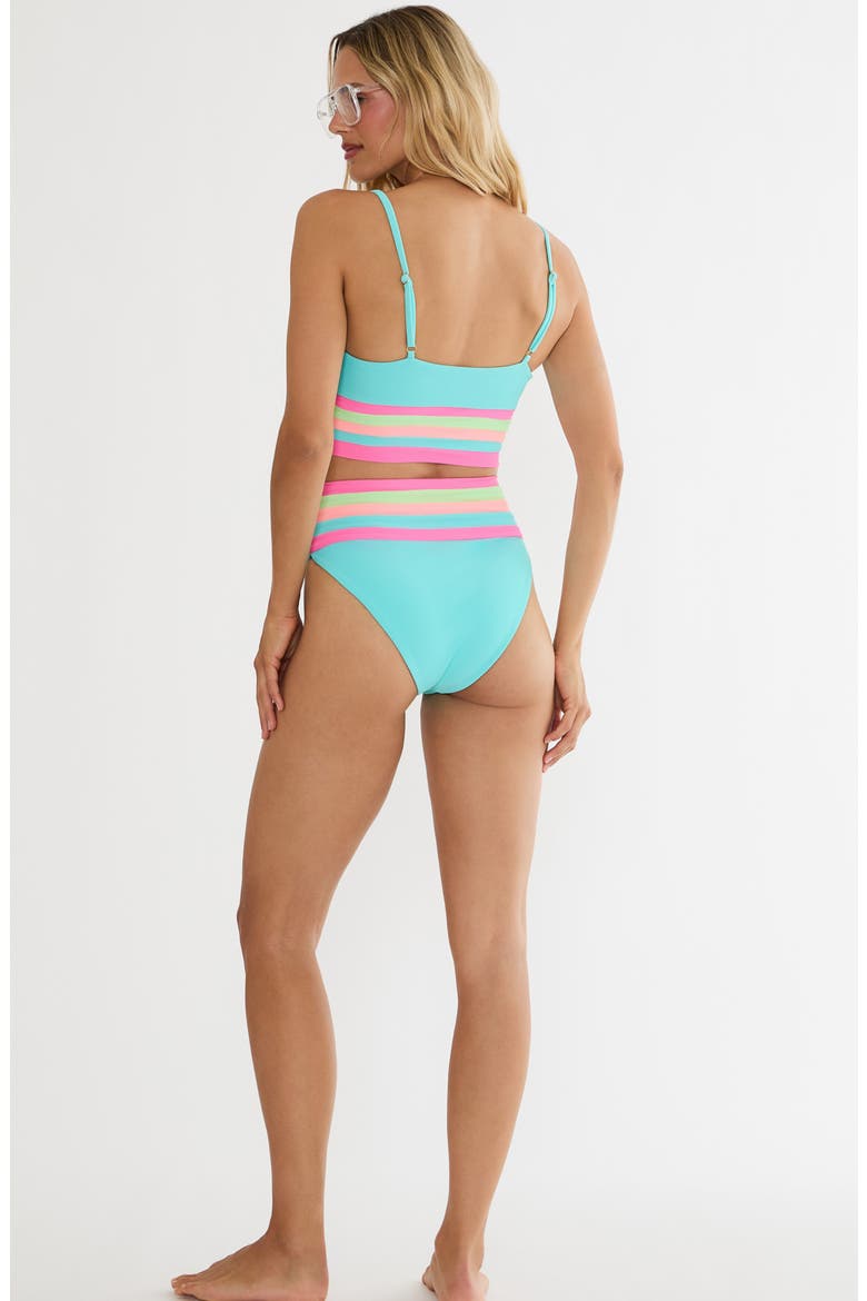 Millie Colorblock High Waist Bikini Bottoms, Alternate, color, HIBISCUS COVE COLORBLOCK