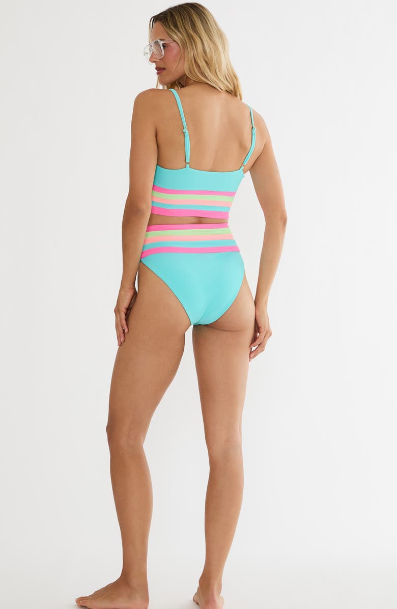Beach Riot Millie Colorblock High Waist Bikini Bottoms, Alternate, color, Hibiscus Cove Colorblock