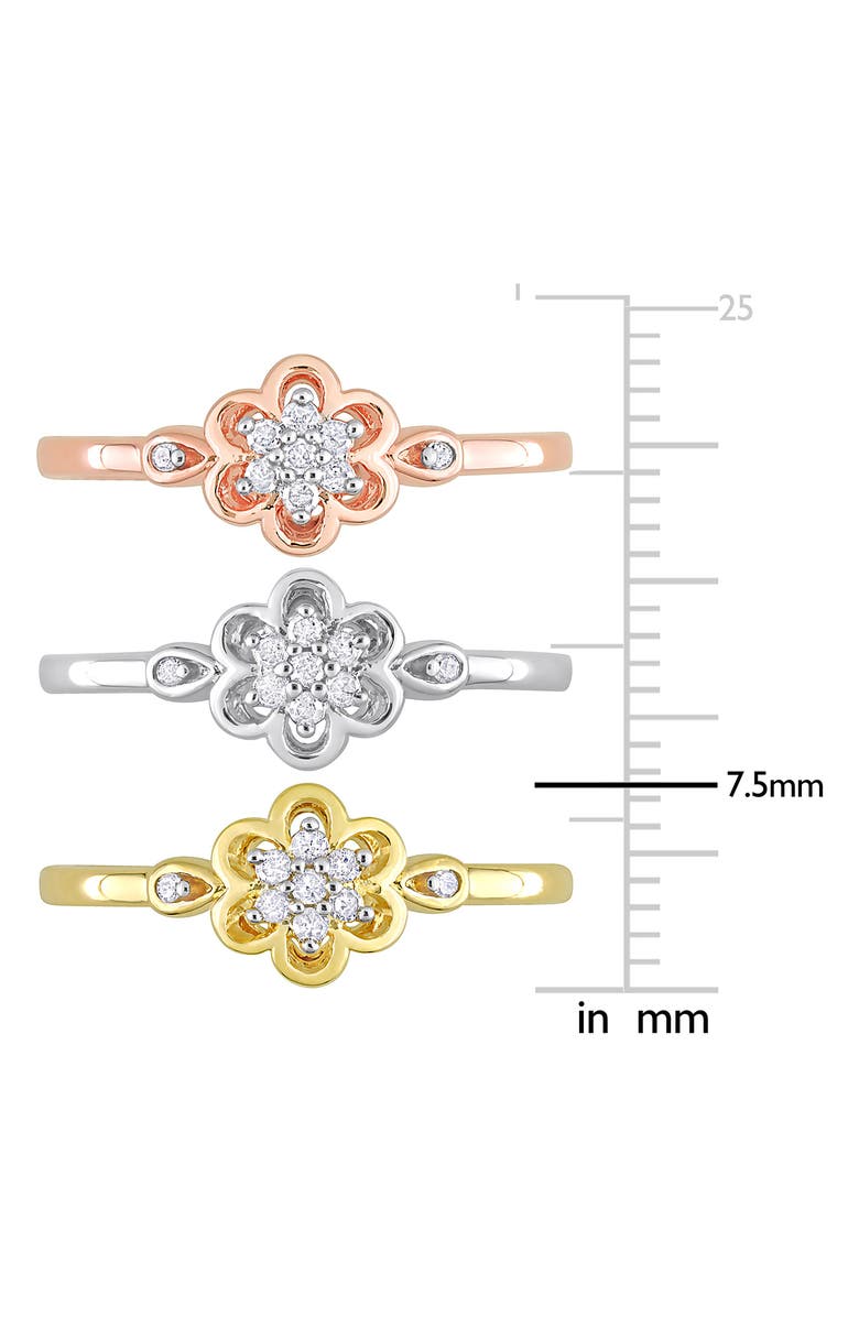 DELMAR Set Of 3 Floral Diamond Rings - 0.24ct., Alternate, color, Multi