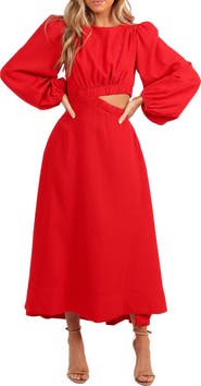 Petal & Pup Ginnee Long Sleeve Cutout Midi Dress