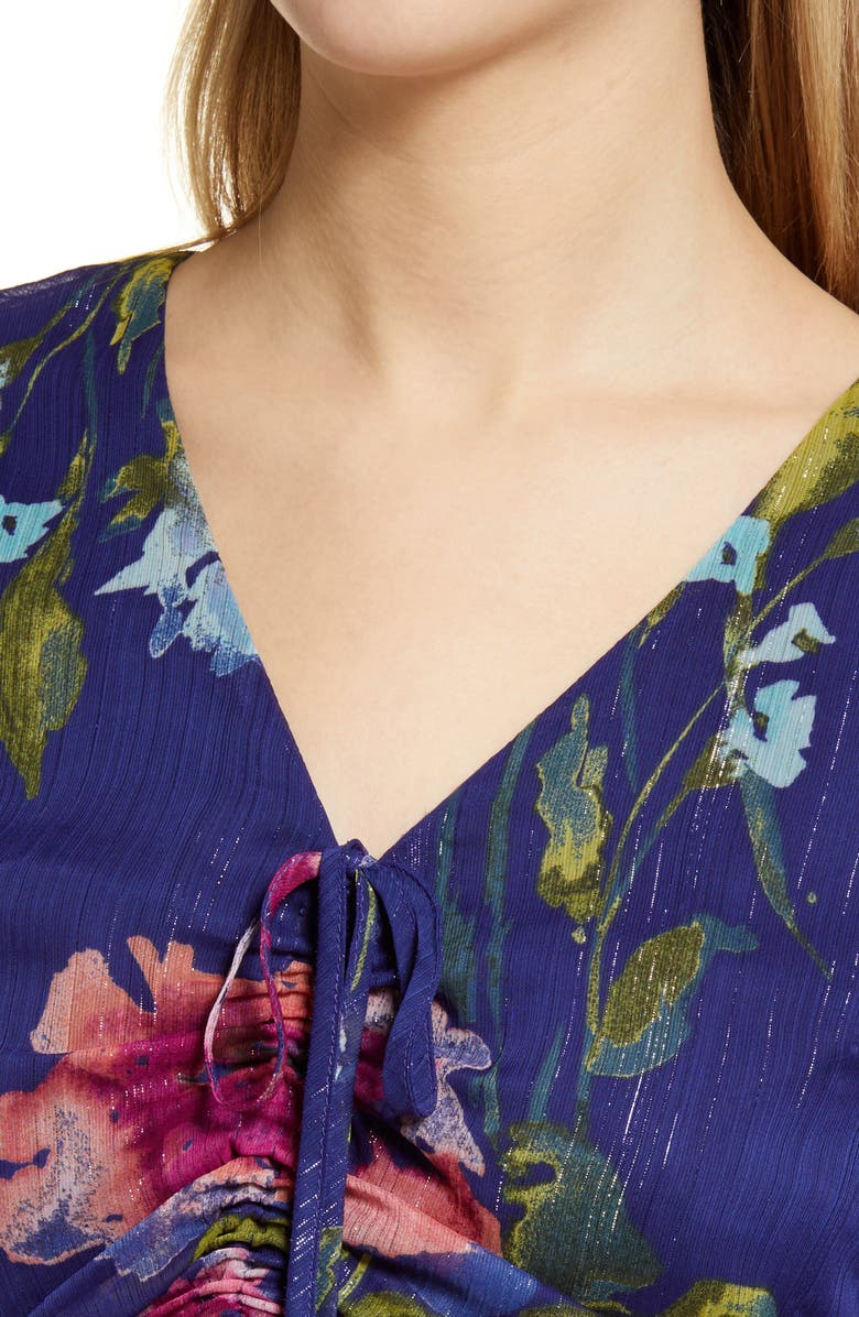 Julia Jordan Floral Ruched Front Midi Dress, Alternate, color, 