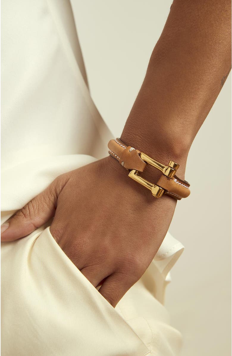 CXC Shackle Bracelet Dune Leather, Alternate, color, Gold