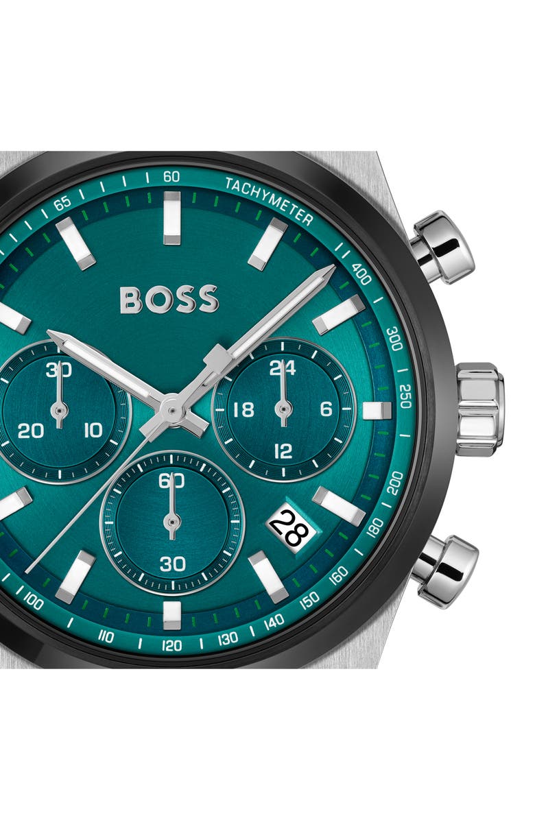 BOSS Candor Chronograph Silicone Strap Watch, 41mm, Alternate, color, Green
