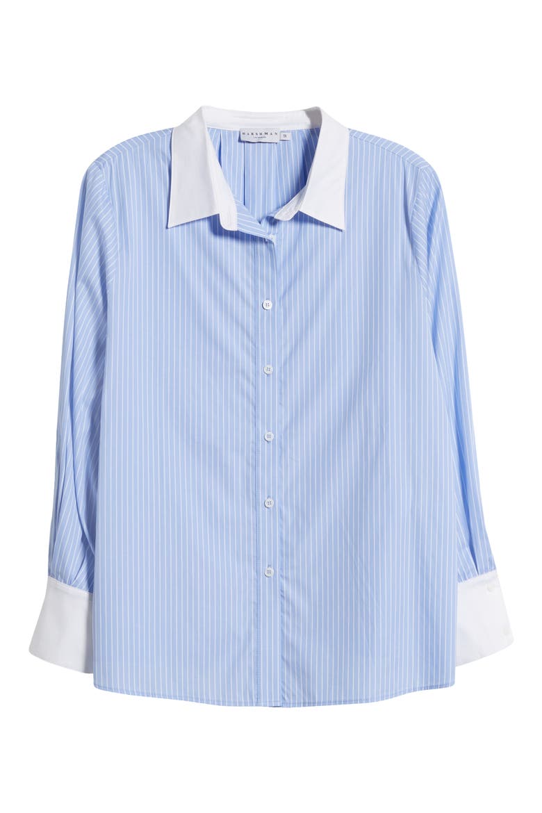 Caris Shirt, Alternate, color, BLUE PINSTRIPES