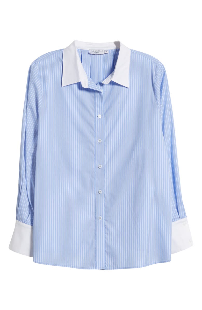 HARSHMAN Caris Shirt, Alternate, color, Blue Pinstripes