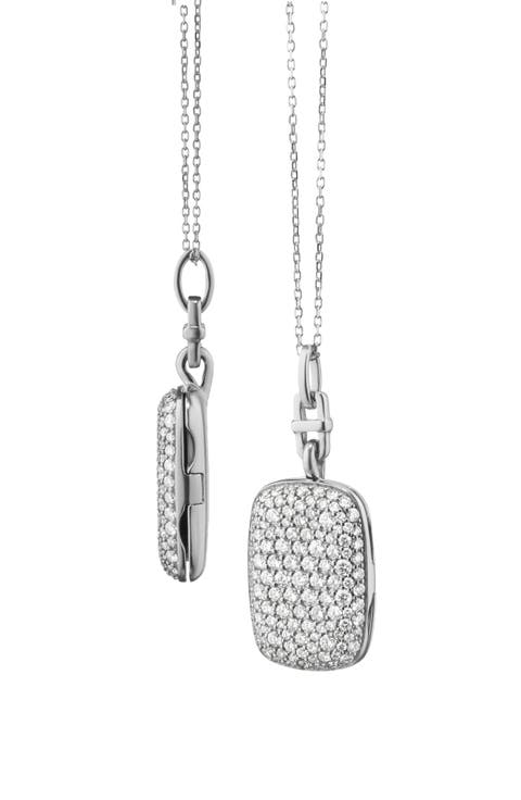 Fran Slim White Sapphire Rectangle Locket Necklace