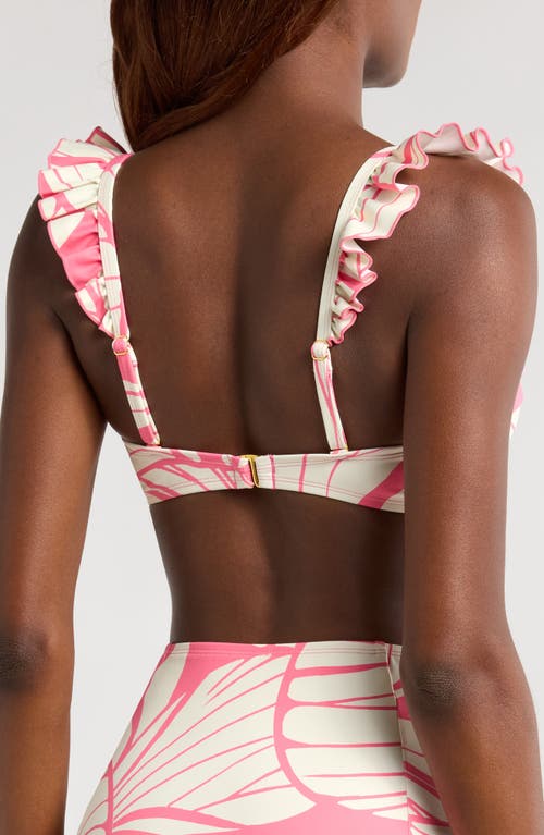 Hutch Ruffle Underwire Bikini Top In Coral Block