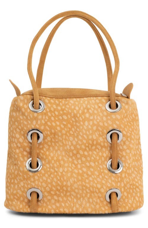Jeffrey Campbell Chessy Convertible Genuine Calf Hair Shoulder Bag In Tan Cream Dots