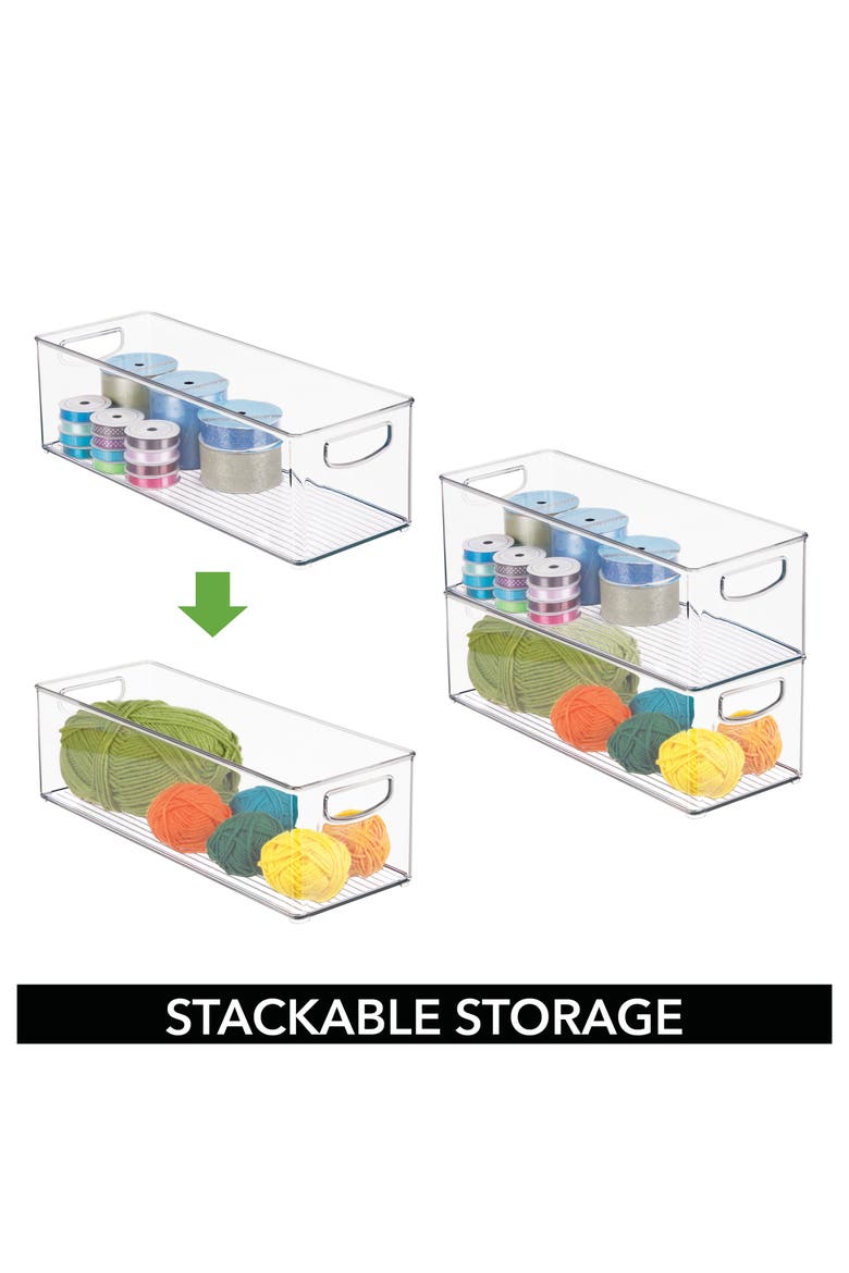 Plastic Stackable Pantry Bin with Handles, Set of 4, Clear, Made in USA, Alternate, color, Clear