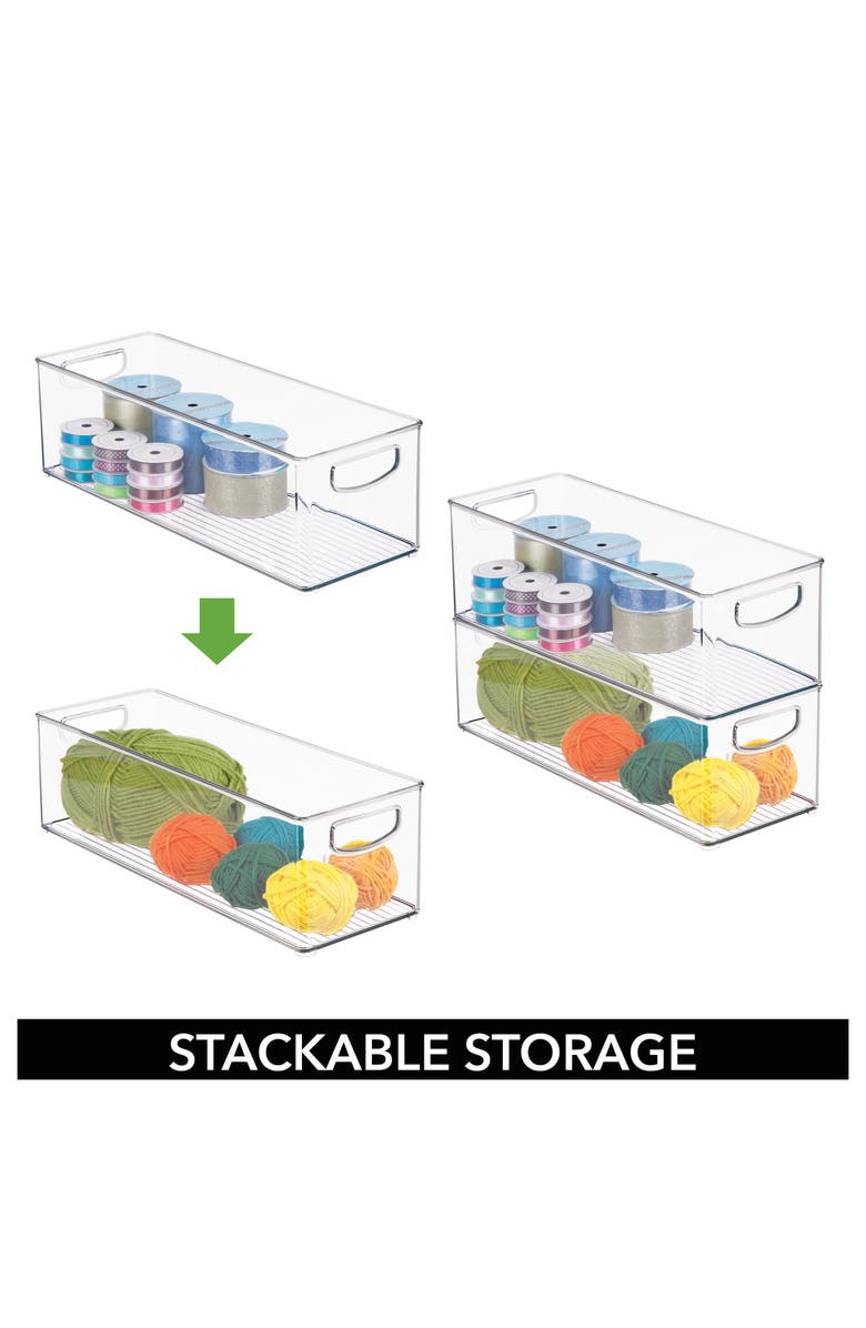Linus Plastic Stackable Pantry Bin with Handles, Set of 4, Clear, Made in USA, Alternate, color, Clear
