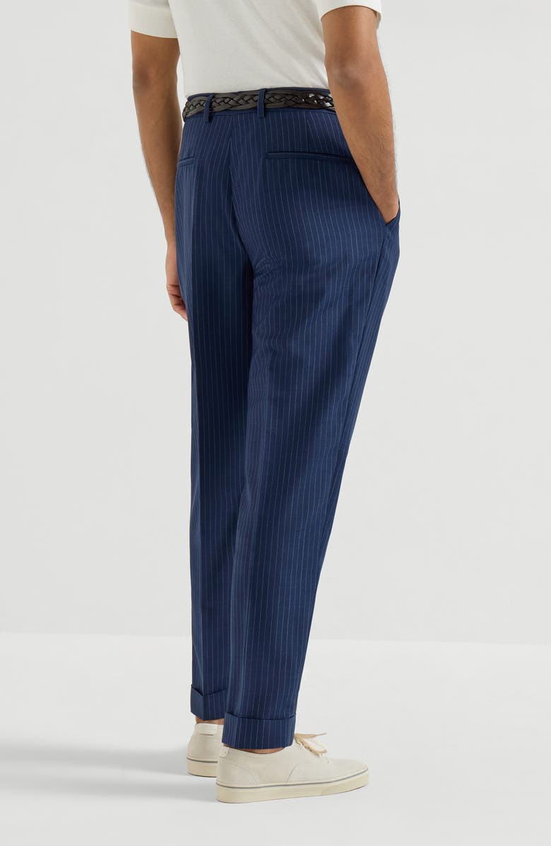 Brunello Cucinelli Chalk stripe trousers, Alternate, color, Blue