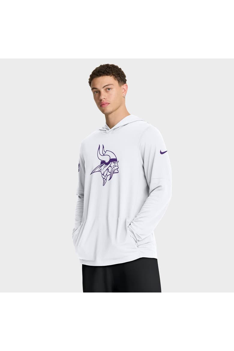 Men's Nike White Minnesota Vikings Sideline Option Read Dri-FIT Long Sleeve Hoodie T-Shirt, Main, color, White