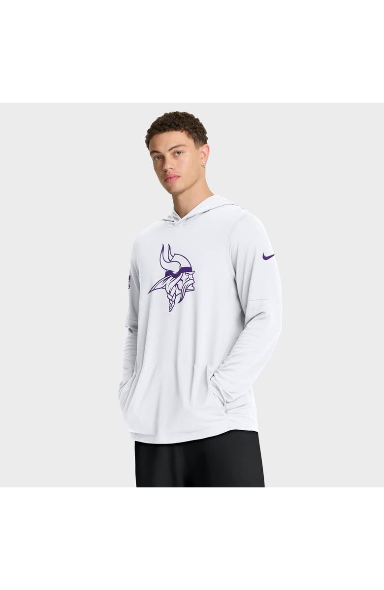 Nike Men's Nike White Minnesota Vikings Sideline Option Read Dri-FIT Long Sleeve Hoodie T-Shirt, Main, color, White
