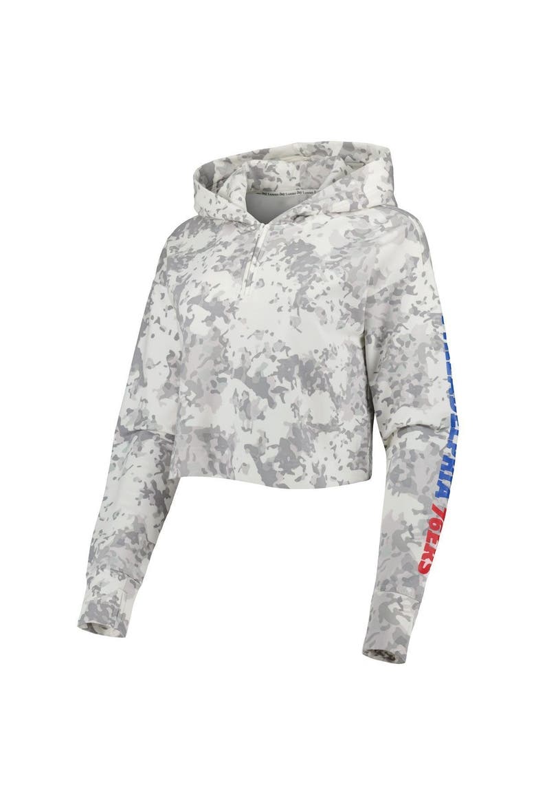Women's Lusso Gray/White Philadelphia 76ers Maia Tri-Blend Cropped Quarter-Zip Top, Alternate, color, Gray
