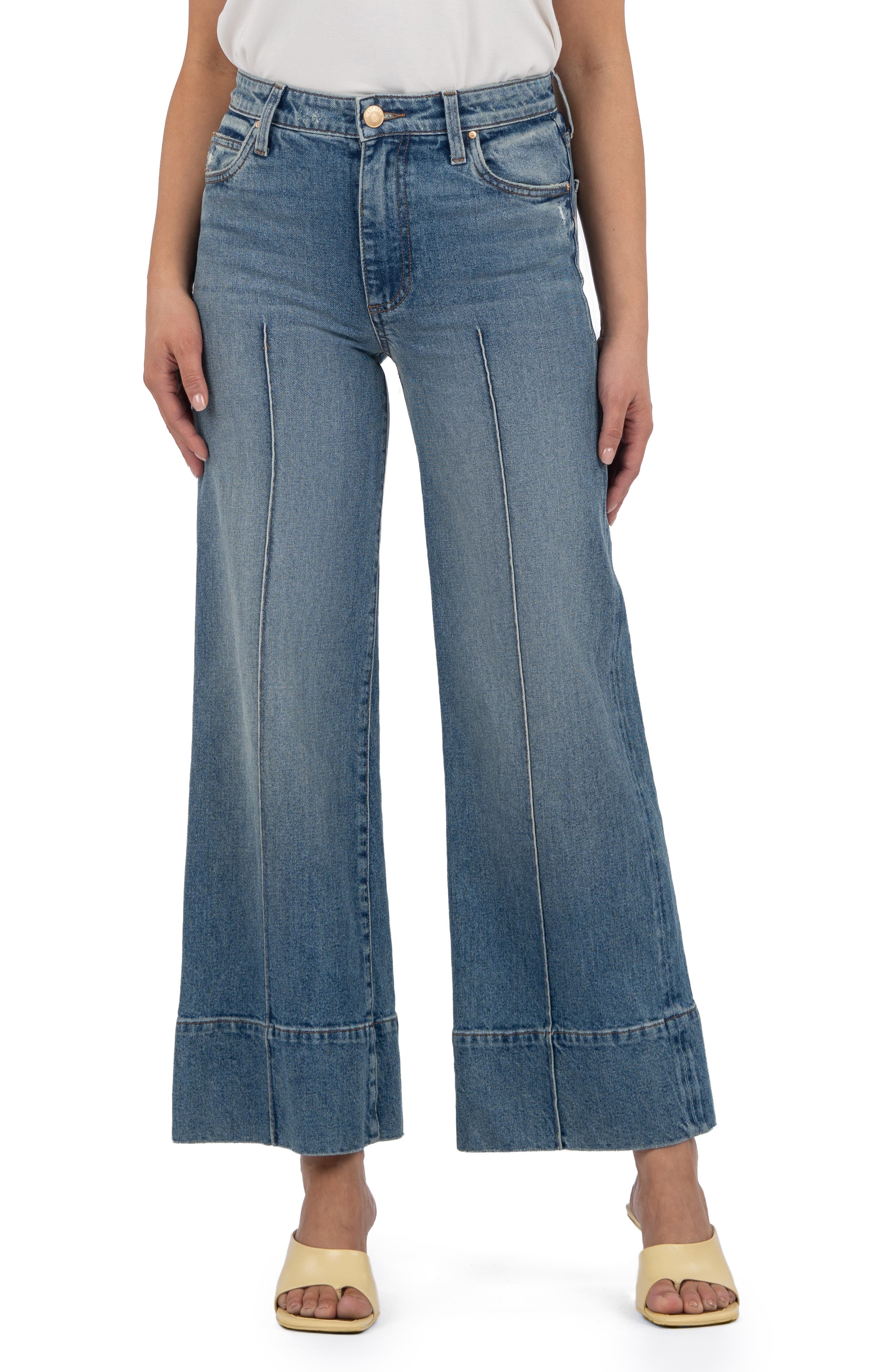 KUT from the Kloth Meg Seamed High Waist Ankle Wide Leg Jeans